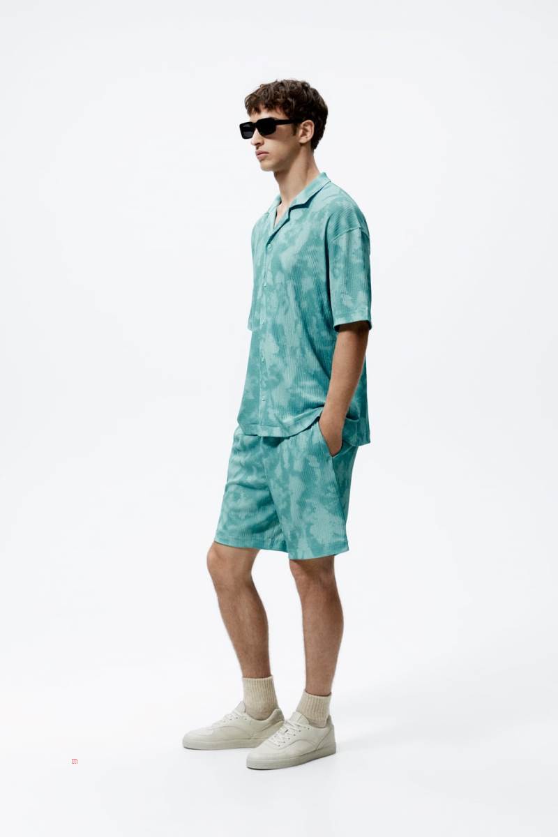 ZARA TIE-DYE PRINT BERMUDA Shorts Herr Turkos | BIEVK-3059