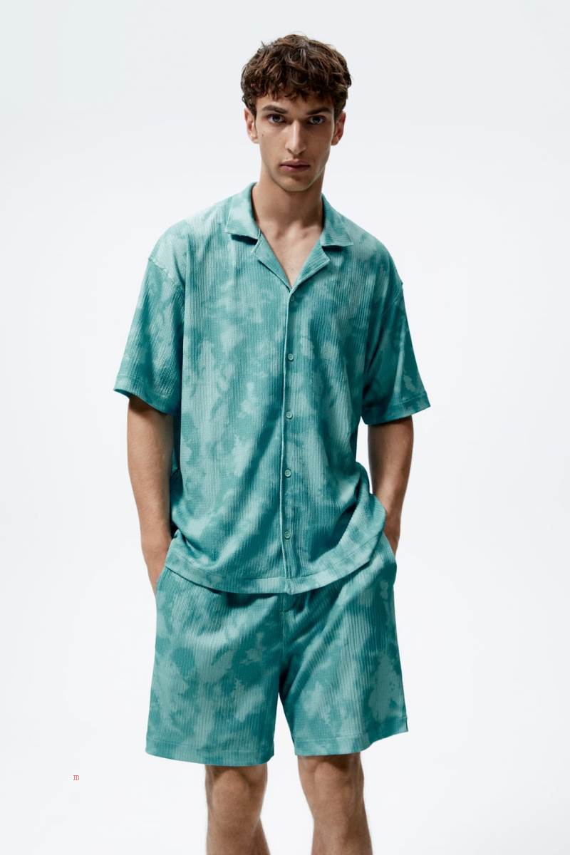 ZARA TIE-DYE PRINT BERMUDA Shorts Herr Turkos | BIEVK-3059