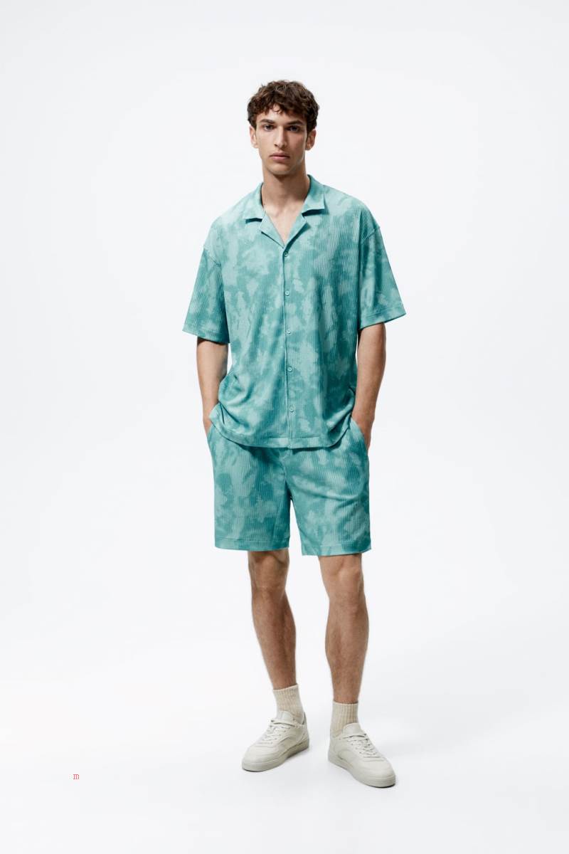 ZARA TIE-DYE PRINT BERMUDA Shorts Herr Turkos | BIEVK-3059