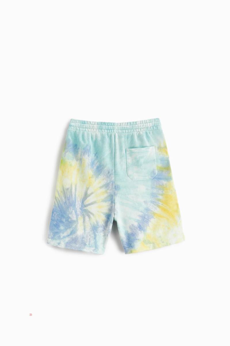 ZARA TIE-DYE PRINT JOGGER BERMUDA Shorts Herr Colorful | SWNUJ-4752