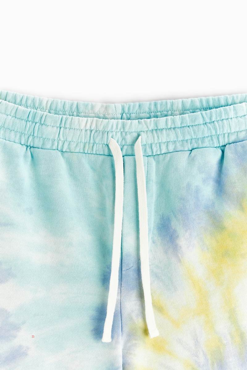 ZARA TIE-DYE PRINT JOGGER BERMUDA Shorts Herr Colorful | SWNUJ-4752
