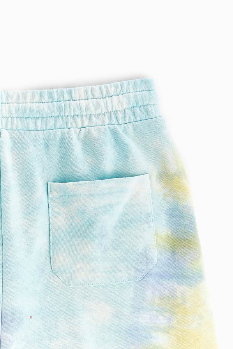 ZARA TIE-DYE PRINT JOGGER BERMUDA Shorts Herr Colorful | SWNUJ-4752