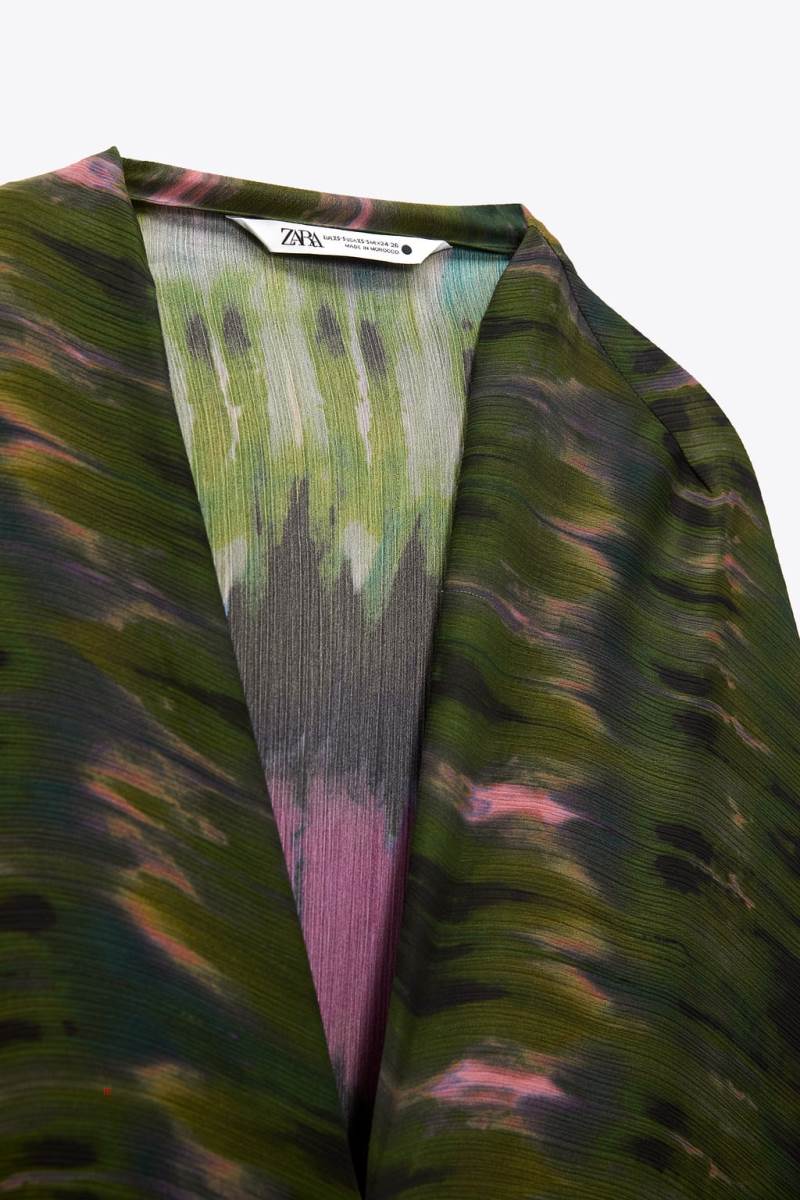 ZARA TIE-DYE PRINT KAFTAN Klänning Dam Olika Färger Röda | LPMDH-5361