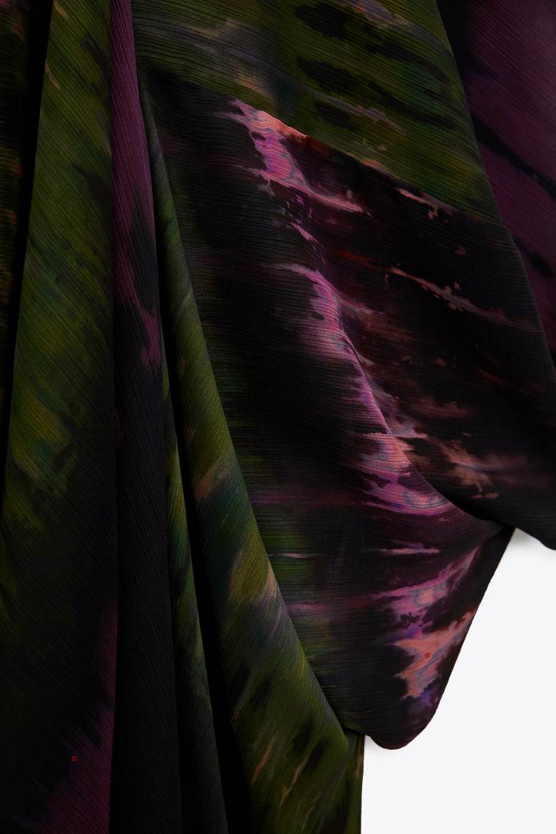 ZARA TIE-DYE PRINT KAFTAN Klänning Dam Olika Färger Röda | LPMDH-5361
