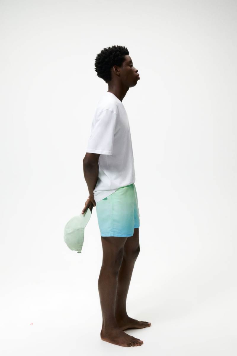 ZARA TIE-DYE PRINT SWIMMING TRUNKS Badkläder Herr Bruna | CVLRP-3096
