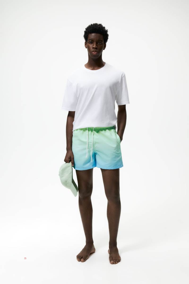 ZARA TIE-DYE PRINT SWIMMING TRUNKS Badkläder Herr Bruna | CVLRP-3096
