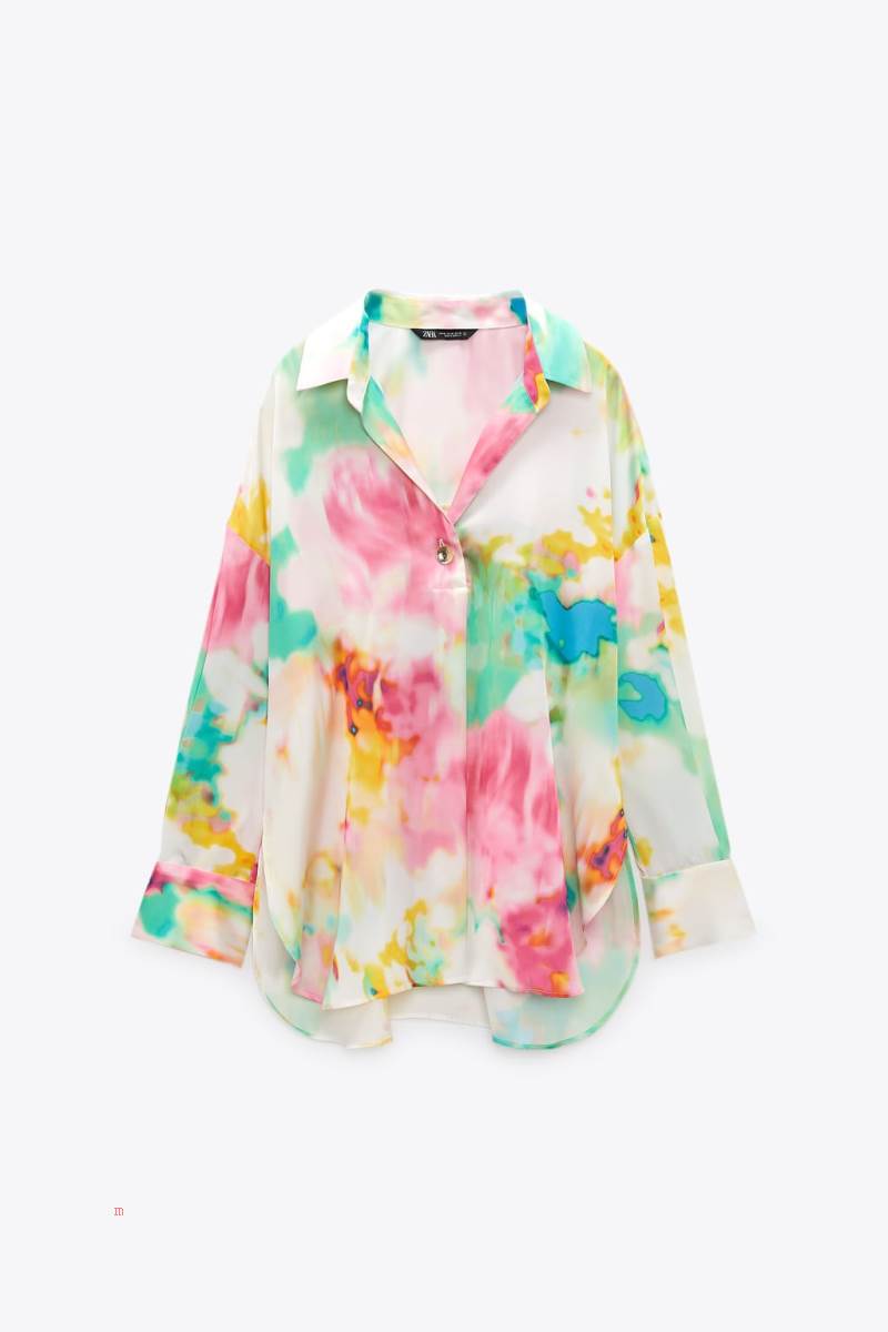 ZARA TIE-DYE PRINT Skjorta Dam Olika Färger Röda | FKPLJ-5478