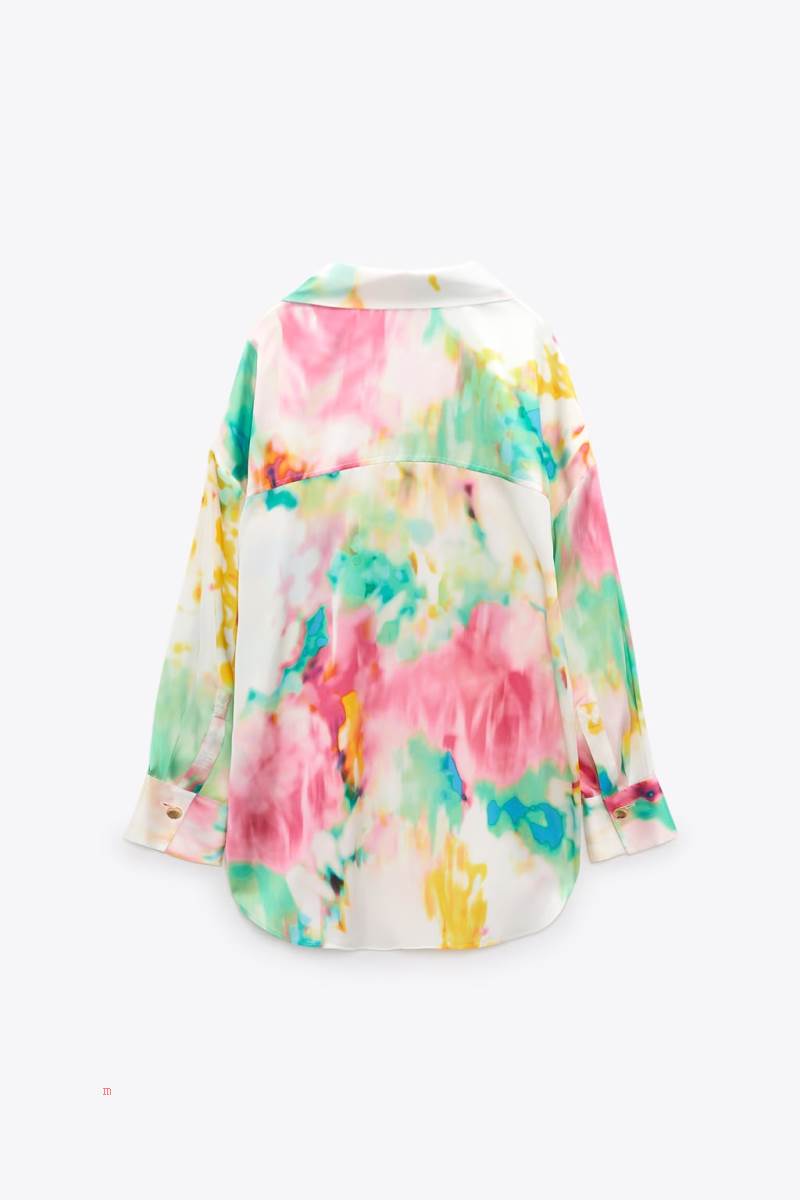 ZARA TIE-DYE PRINT Skjorta Dam Olika Färger Röda | FKPLJ-5478