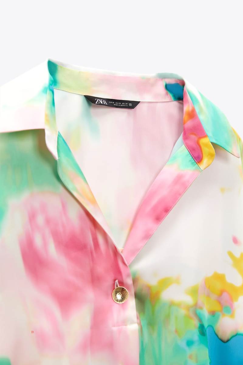 ZARA TIE-DYE PRINT Skjorta Dam Olika Färger Röda | FKPLJ-5478