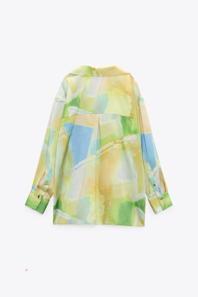 ZARA TIE-DYE PRINT Skjorta Dam Olika Färger Röda | PWSJY-0469