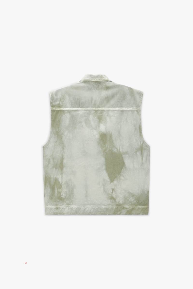 ZARA TIE-DYE PRINT Väst Herr Khaki | OAEDP-6531
