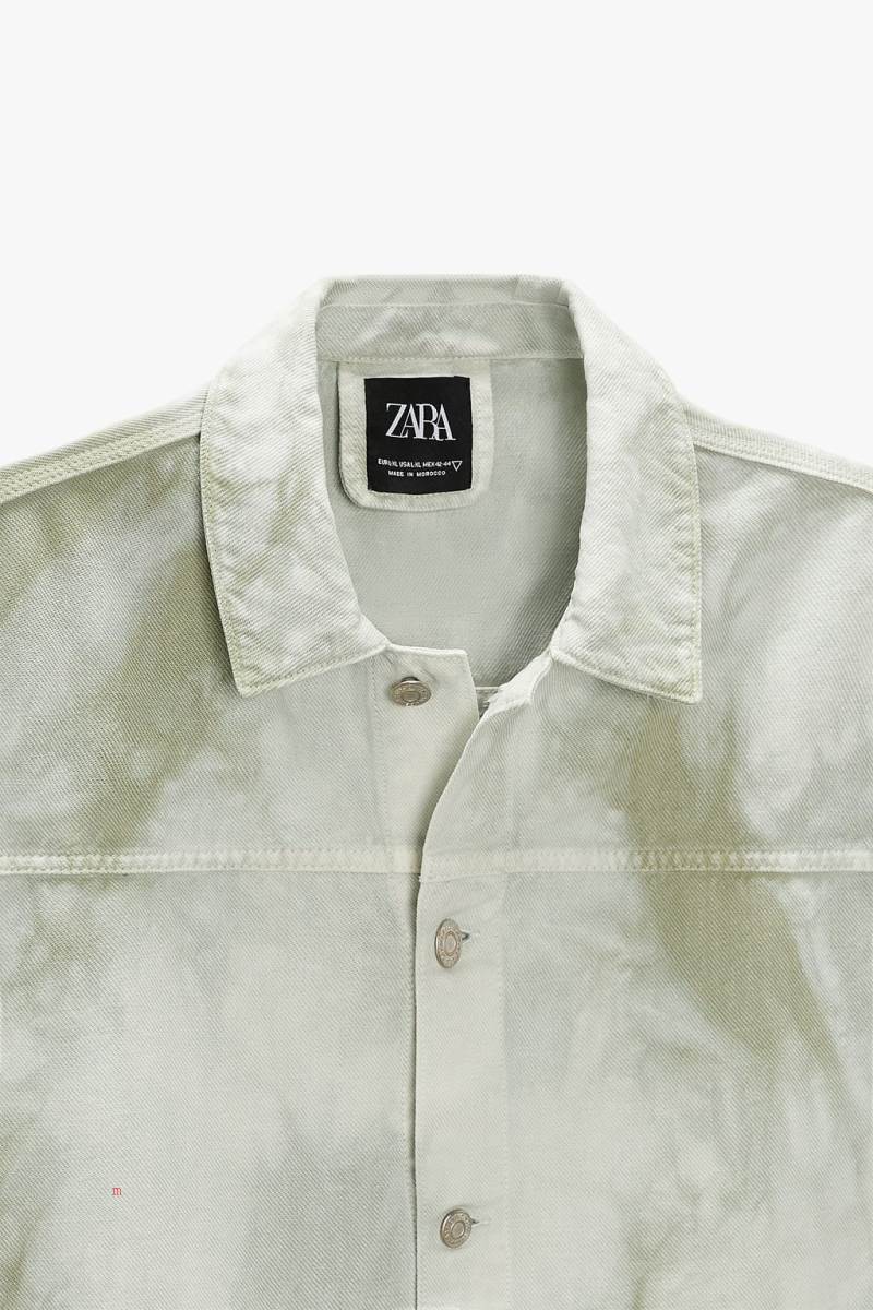 ZARA TIE-DYE PRINT Väst Herr Khaki | OAEDP-6531