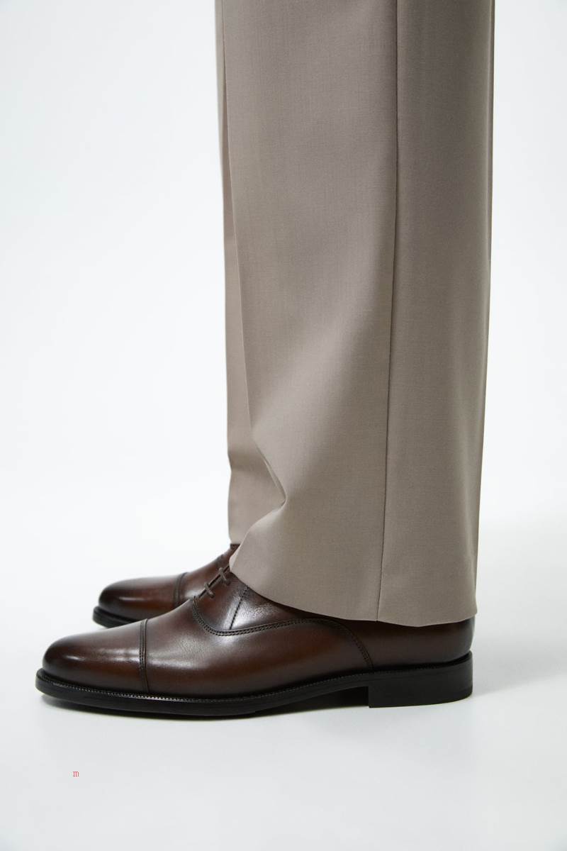 ZARA TOECAP LEATHER Derbyskor Herr Bruna | WUNEY-2489