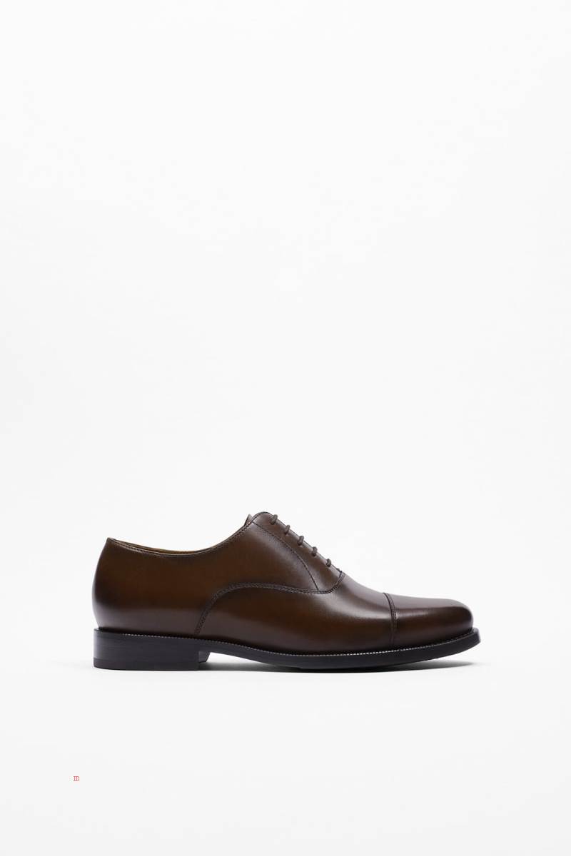 ZARA TOECAP LEATHER Derbyskor Herr Bruna | WUNEY-2489