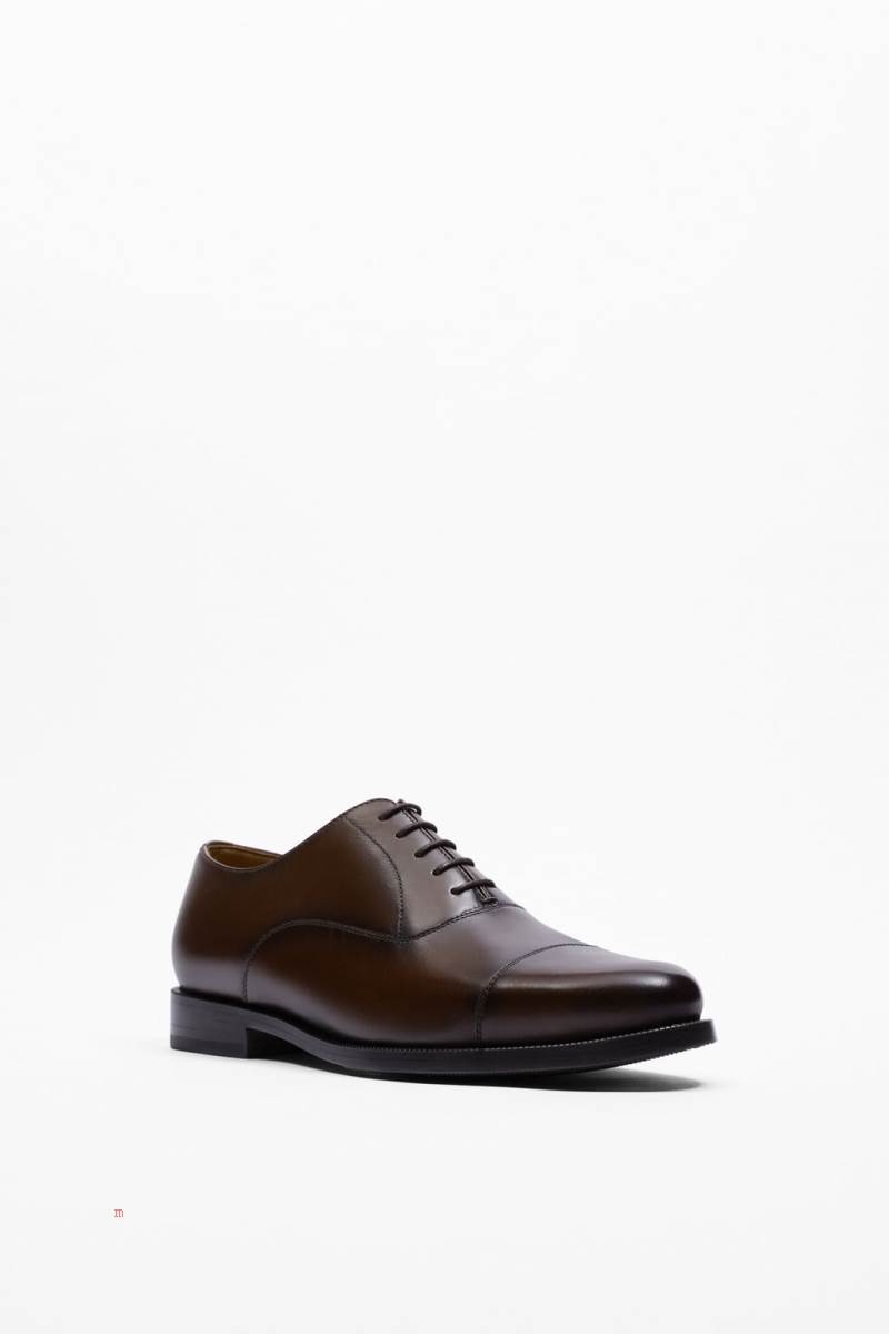 ZARA TOECAP LEATHER Derbyskor Herr Bruna | WUNEY-2489