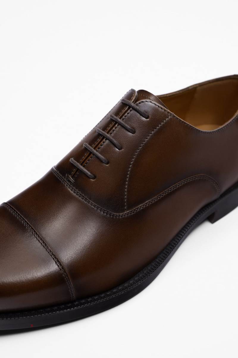 ZARA TOECAP LEATHER Derbyskor Herr Bruna | WUNEY-2489