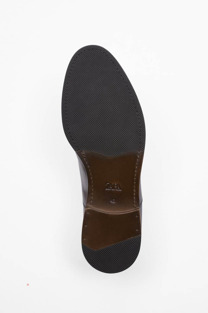 ZARA TOECAP LEATHER Derbyskor Herr Bruna | WUNEY-2489