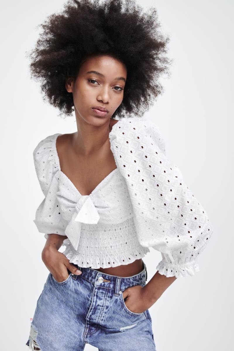 ZARA TOP WITH CUTWORK EMBROIDERY Crop Top Dam Vita | ZKTUL-8725