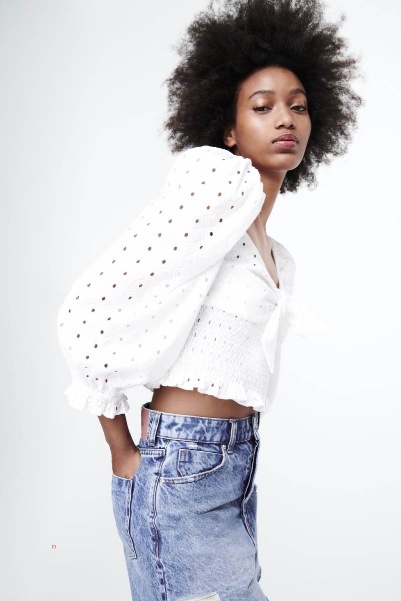 ZARA TOP WITH CUTWORK EMBROIDERY Crop Top Dam Vita | ZKTUL-8725