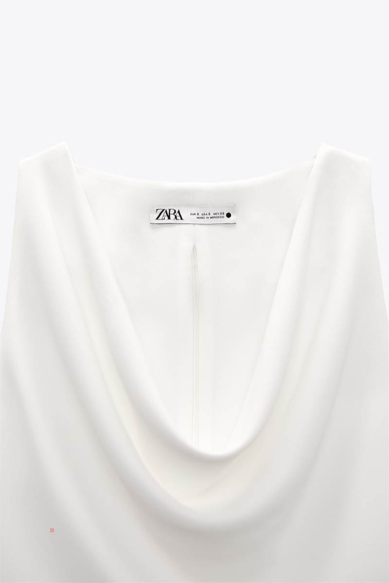 ZARA TOP WITH DRAPED NECKLINE Crop Top Dam Grå Vita | EIFLS-4325