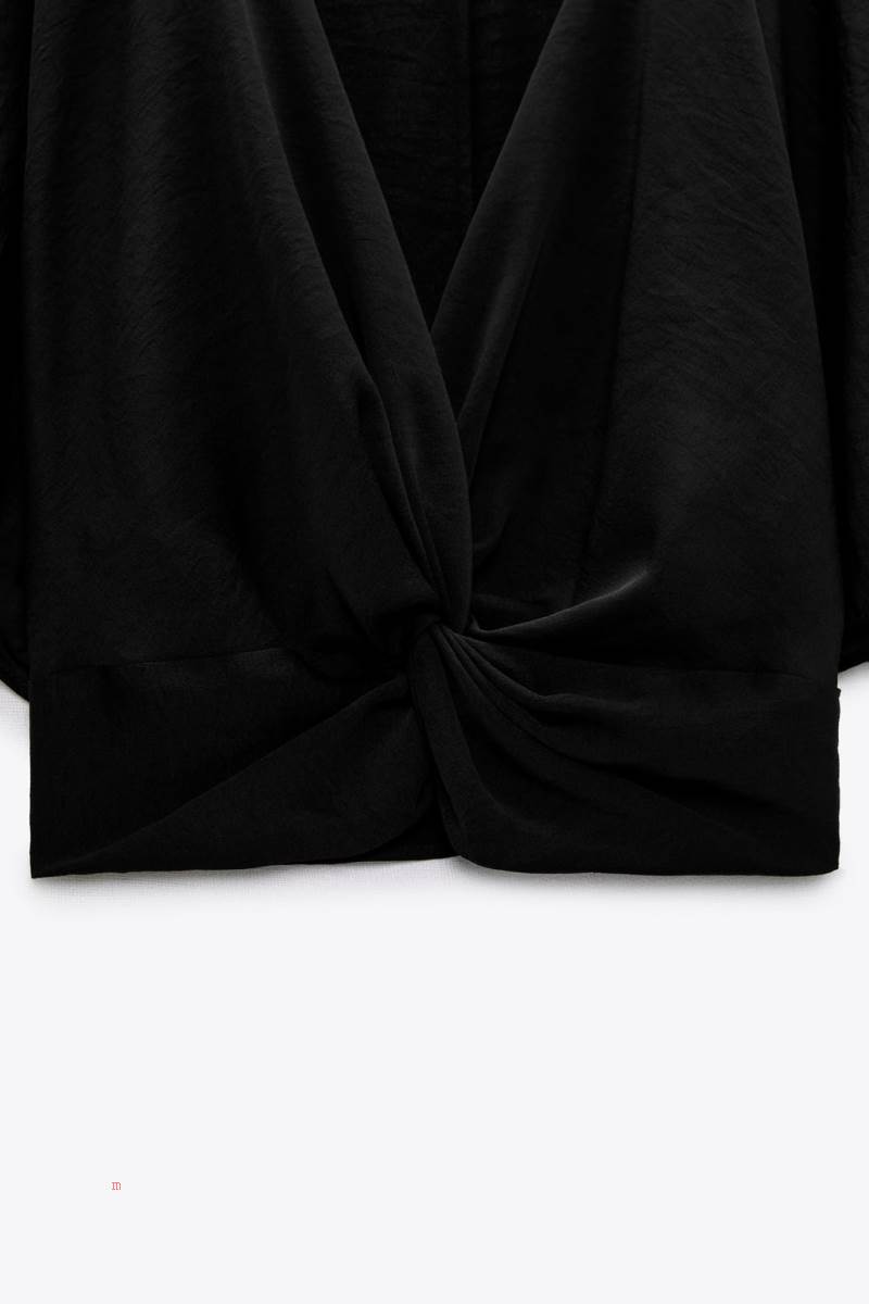 ZARA TOP WITH FLARED SLEEVES Crop Top Dam Svarta | LCGAV-6143
