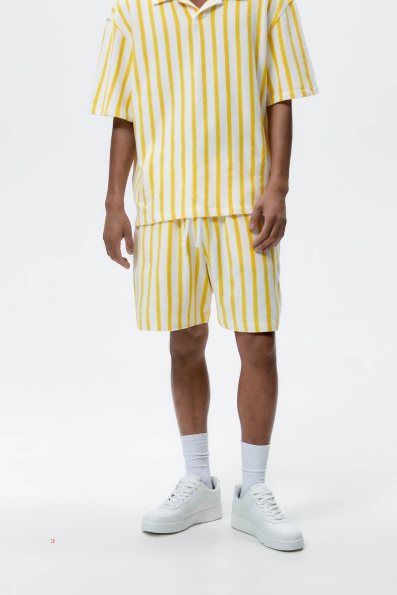 ZARA TOWELLING X THE STANDARD BERMUDA Shorts Herr Gula | WHLOJ-4231