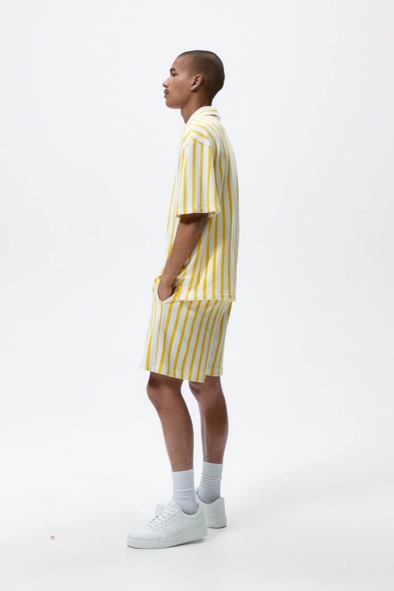 ZARA TOWELLING X THE STANDARD BERMUDA Shorts Herr Gula | WHLOJ-4231