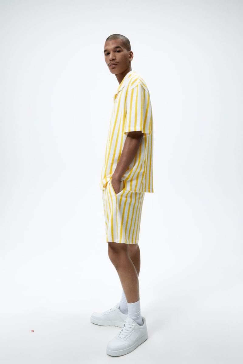 ZARA TOWELLING X THE STANDARD BERMUDA Shorts Herr Gula | WHLOJ-4231