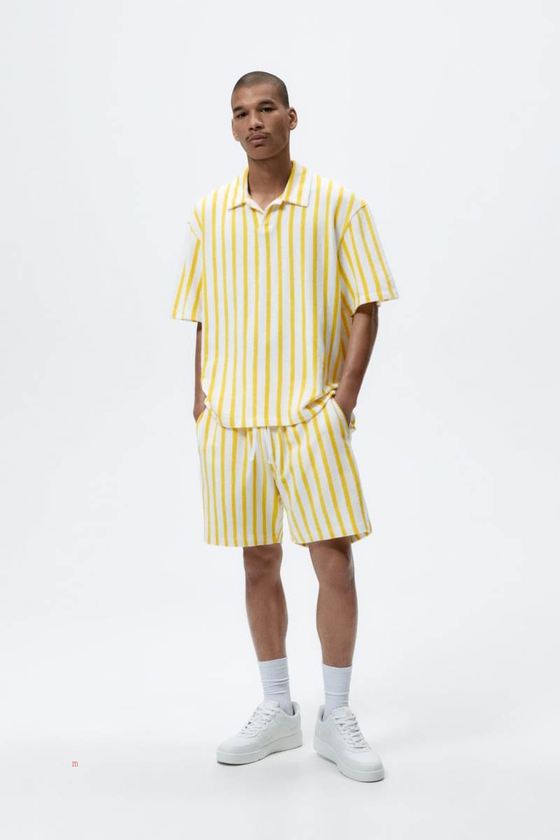 ZARA TOWELLING X THE STANDARD BERMUDA Shorts Herr Gula | WHLOJ-4231