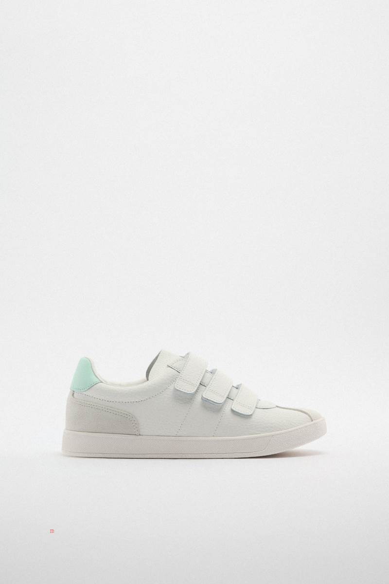 ZARA TRAINERS WITH HOOK-AND-LOOP STRAPS Träningsskor Dam Vita | CGDMI-5917