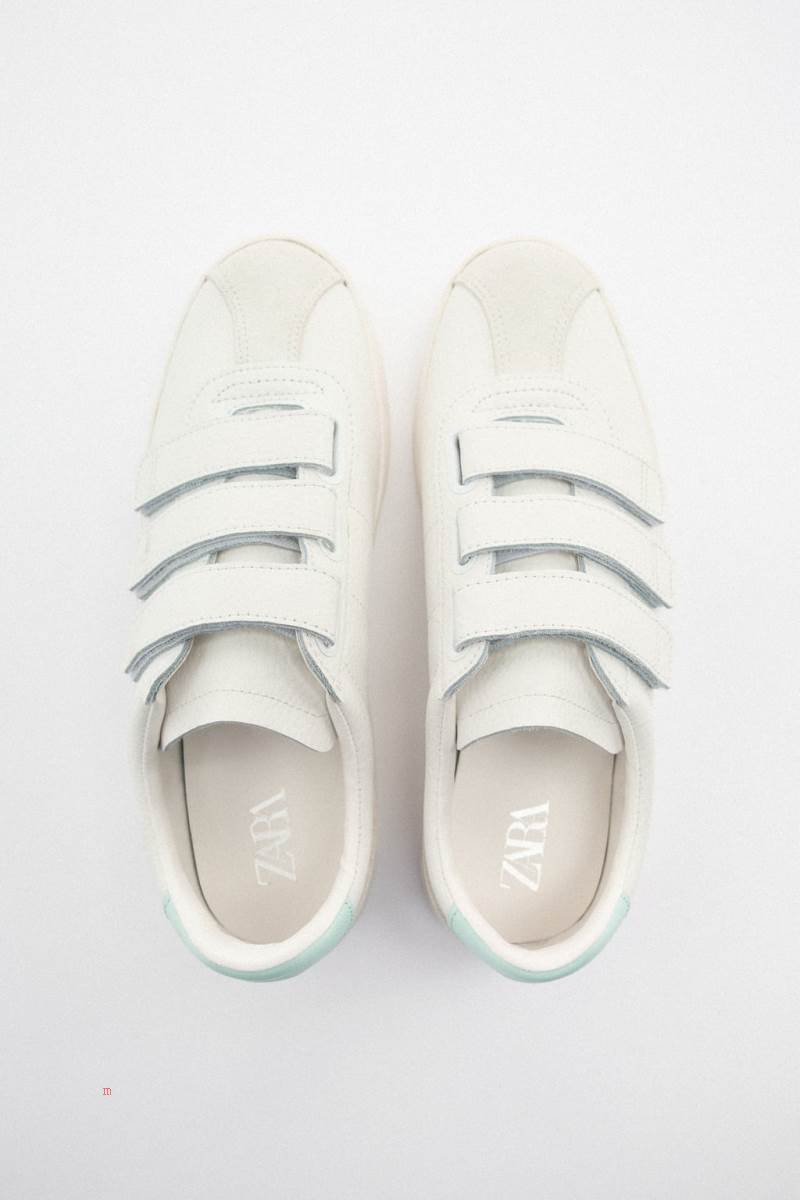 ZARA TRAINERS WITH HOOK-AND-LOOP STRAPS Träningsskor Dam Vita | CGDMI-5917
