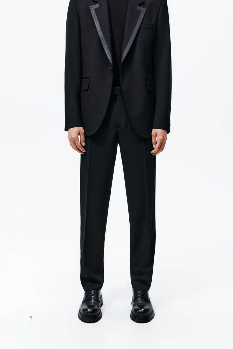 ZARA TROUSERS WITH SATIN STRIPES Byxor Herr Svarta | AVOWR-5136