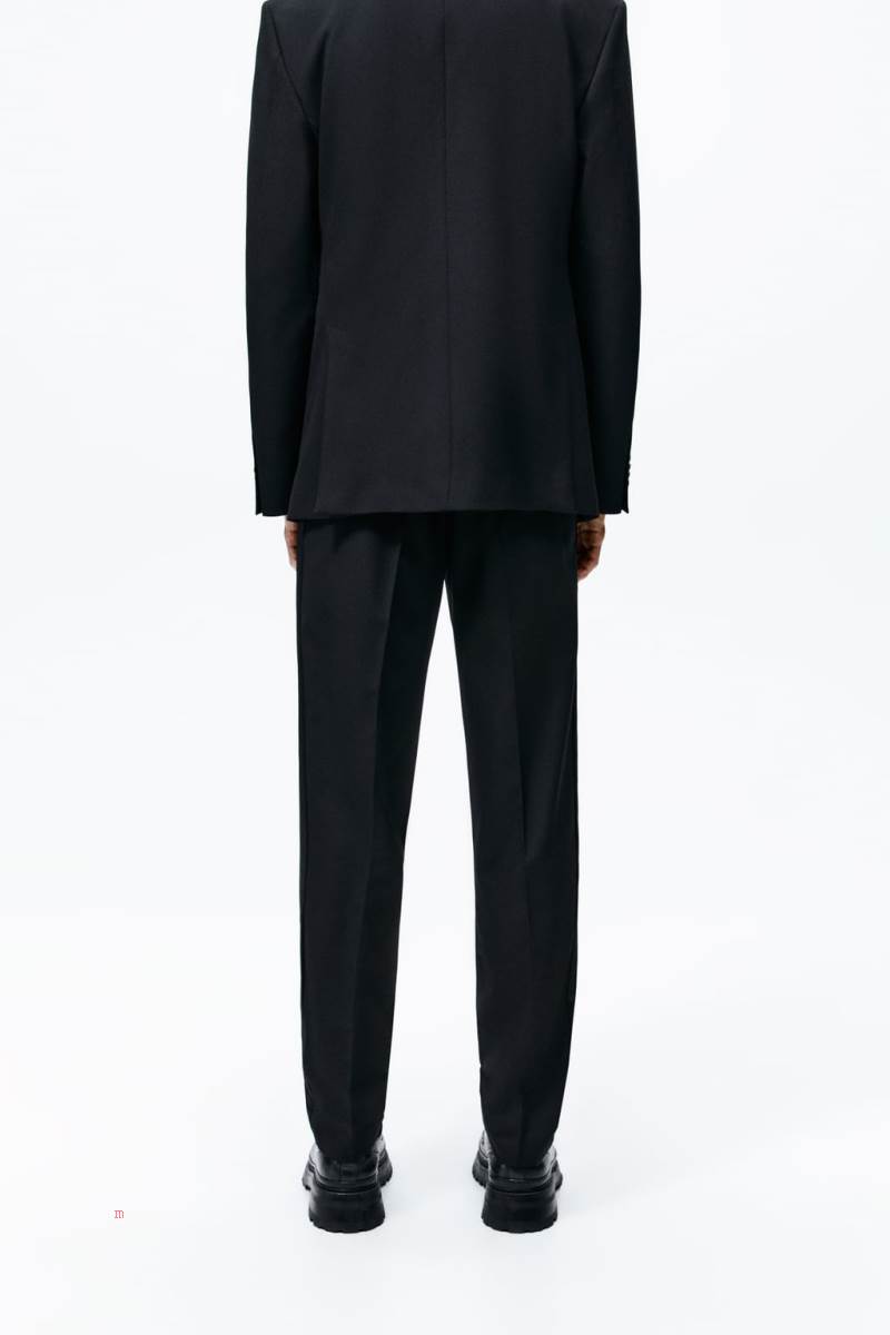 ZARA TROUSERS WITH SATIN STRIPES Byxor Herr Svarta | AVOWR-5136