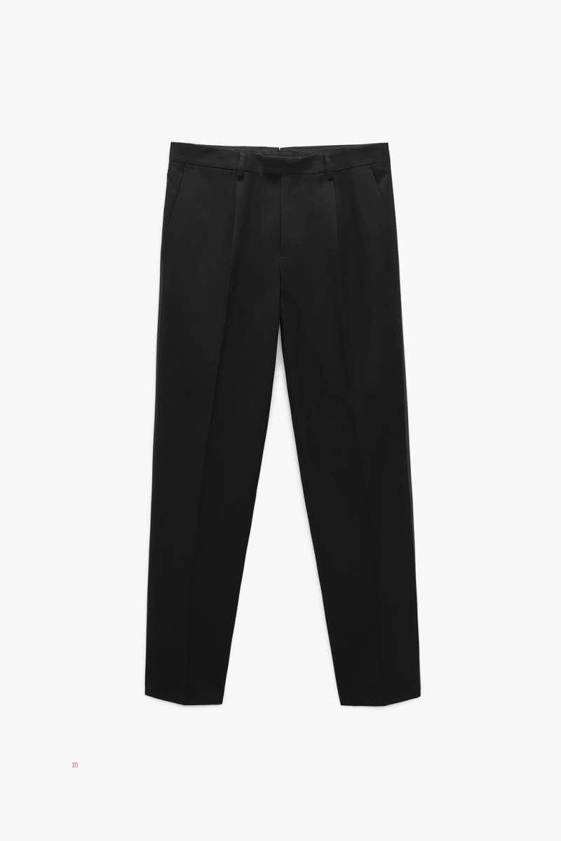 ZARA TROUSERS WITH SATIN STRIPES Byxor Herr Svarta | AVOWR-5136