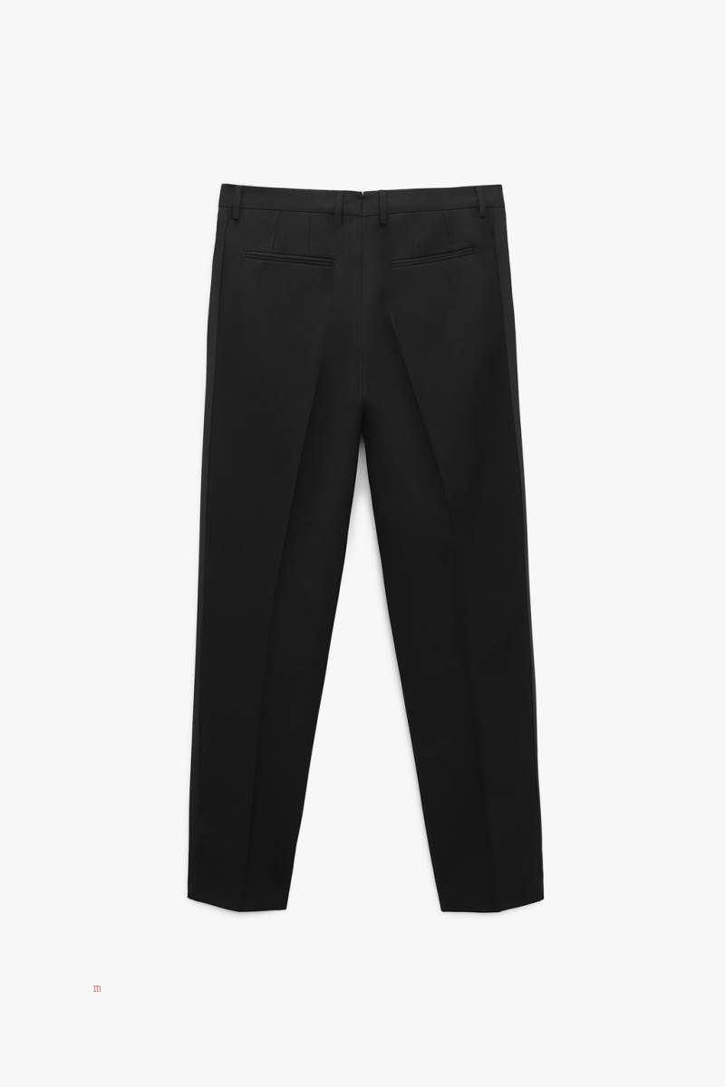 ZARA TROUSERS WITH SATIN STRIPES Byxor Herr Svarta | AVOWR-5136