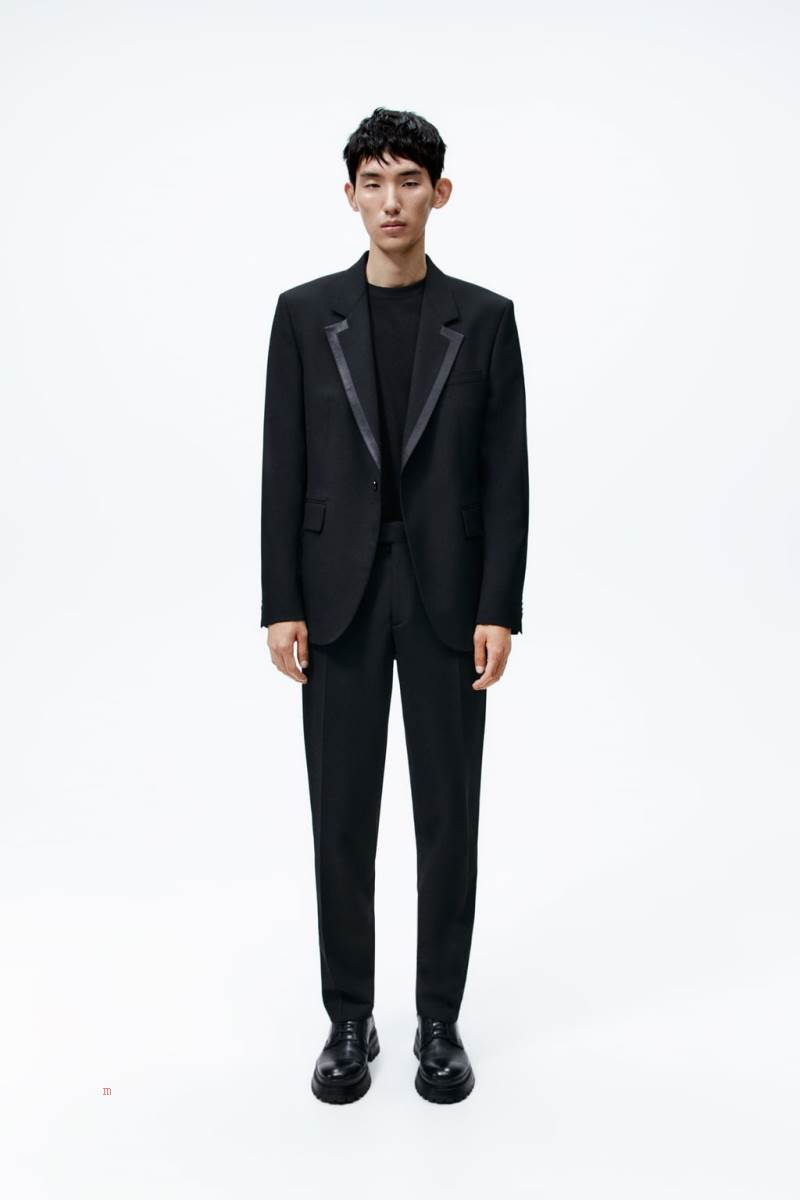 ZARA TROUSERS WITH SATIN STRIPES Byxor Herr Svarta | AVOWR-5136