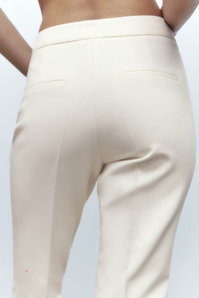 ZARA TROUSERS WITH SPLIT HEMS Byxor Dam Grå Vita | FASOT-9468