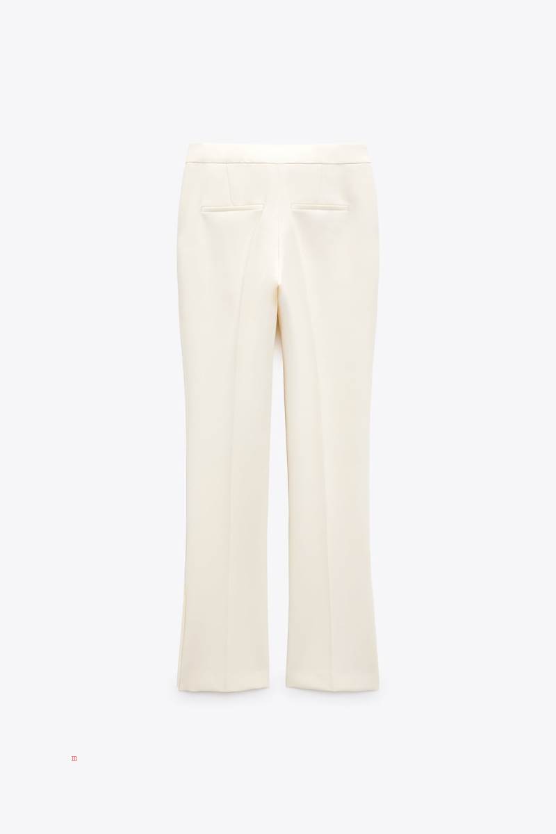 ZARA TROUSERS WITH SPLIT HEMS Byxor Dam Grå Vita | FASOT-9468