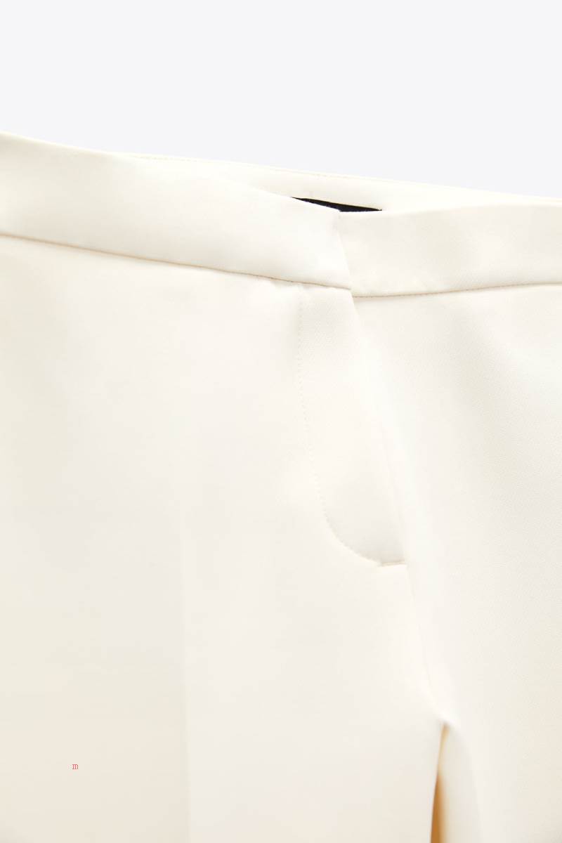 ZARA TROUSERS WITH SPLIT HEMS Byxor Dam Grå Vita | FASOT-9468