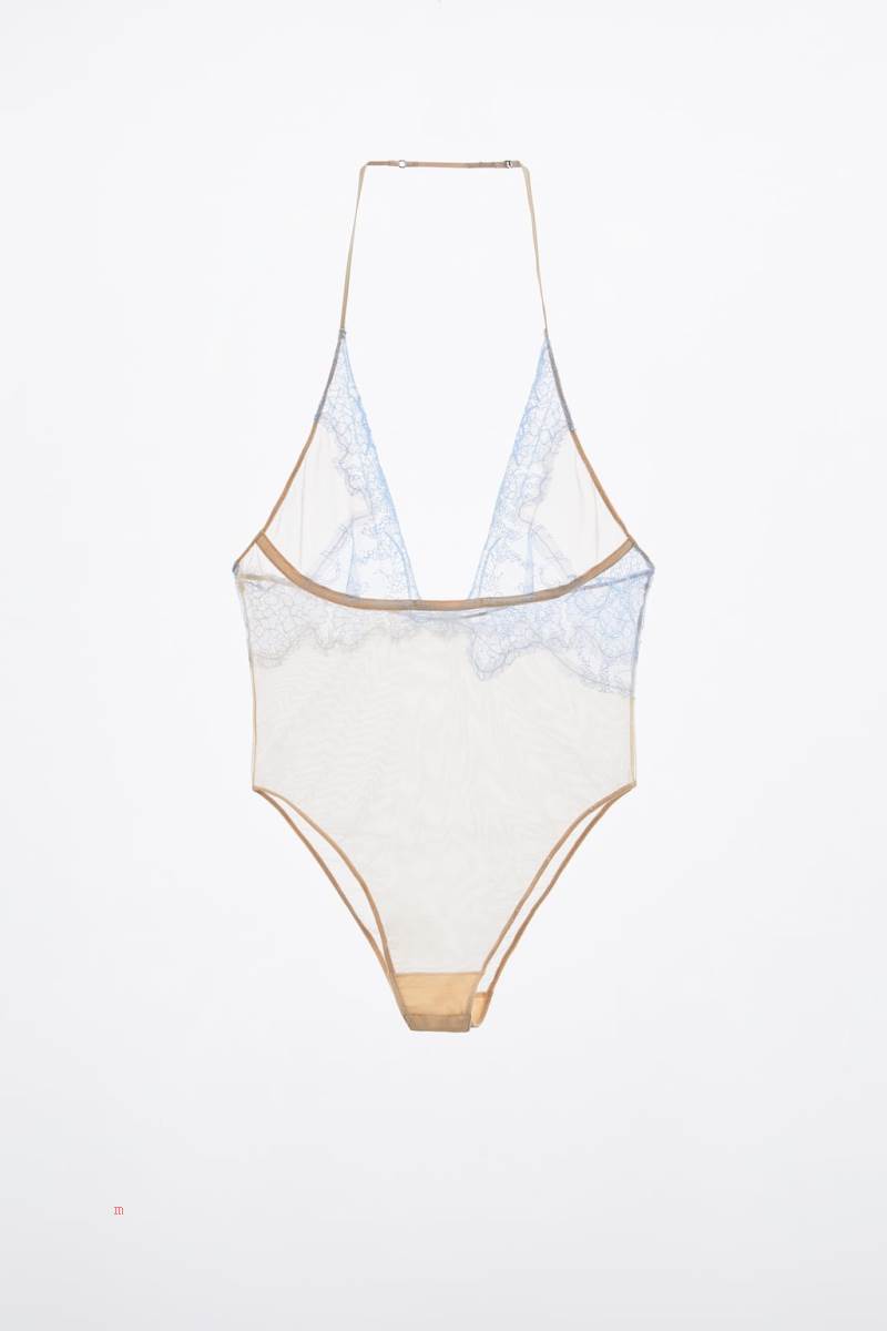 ZARA TULLE AND LACE Bodysuit Dam Ljusblå | NPHGI-8067