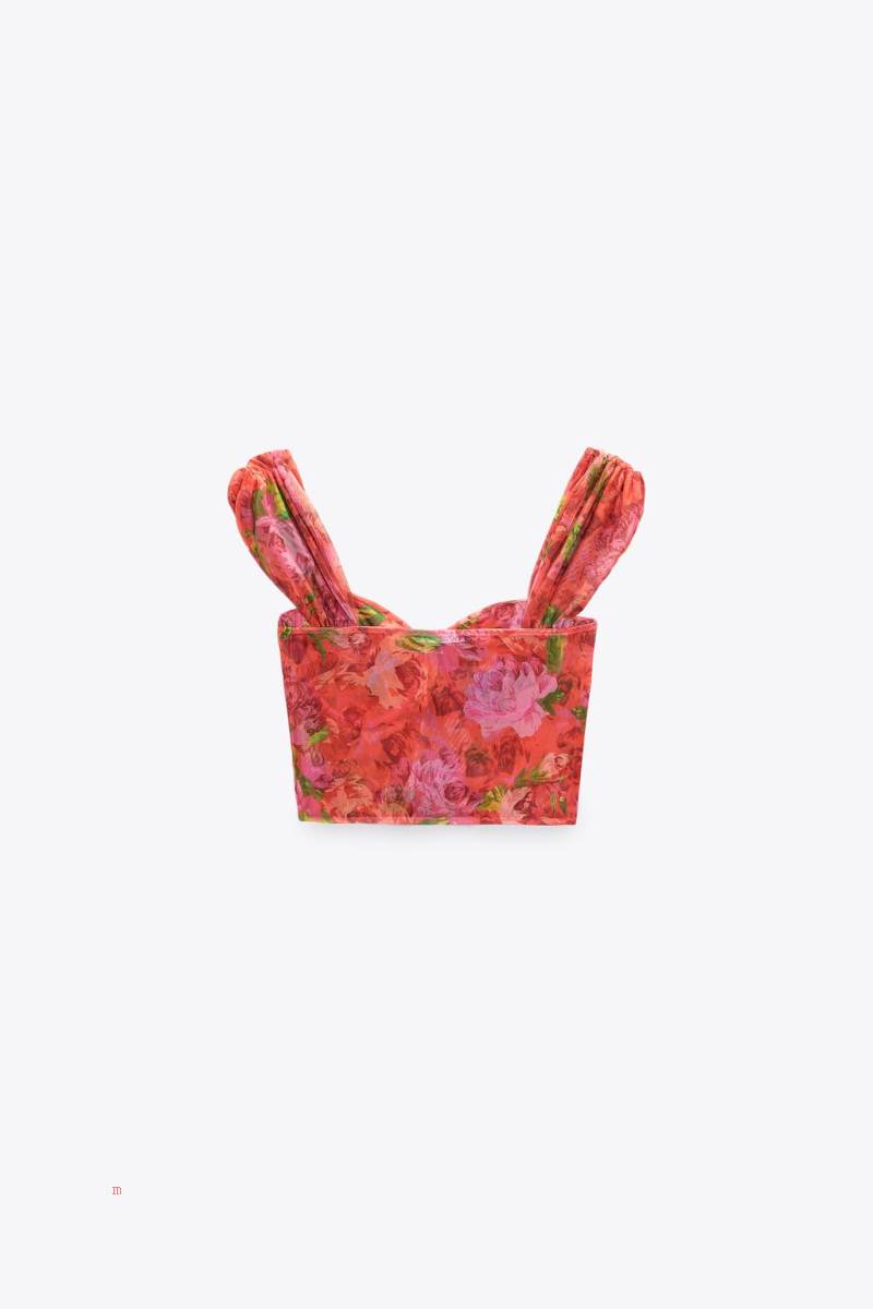 ZARA TULLE CORSETRY-INSPIRED TOP Korsett Dam Rosa | DKUWL-3065