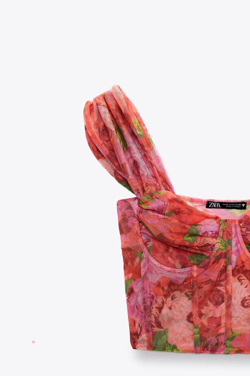 ZARA TULLE CORSETRY-INSPIRED TOP Korsett Dam Rosa | DKUWL-3065