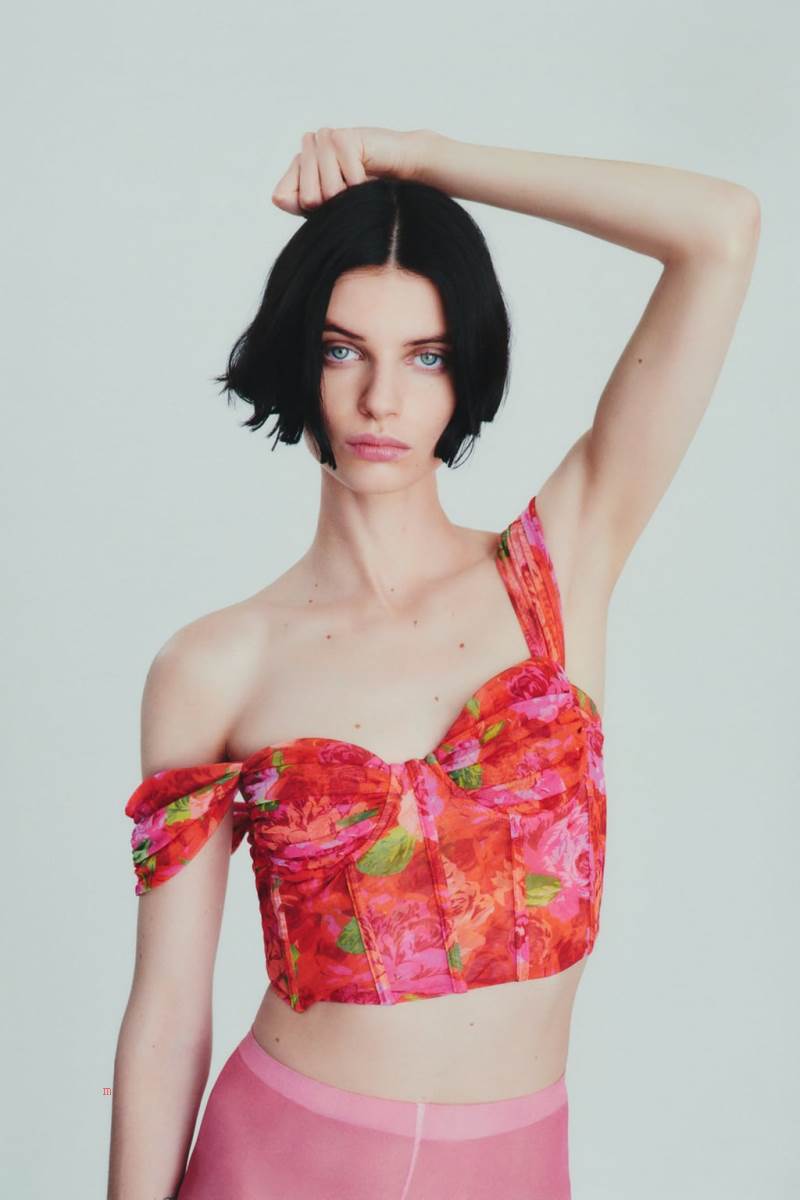 ZARA TULLE CORSETRY-INSPIRED TOP Korsett Dam Rosa | DKUWL-3065