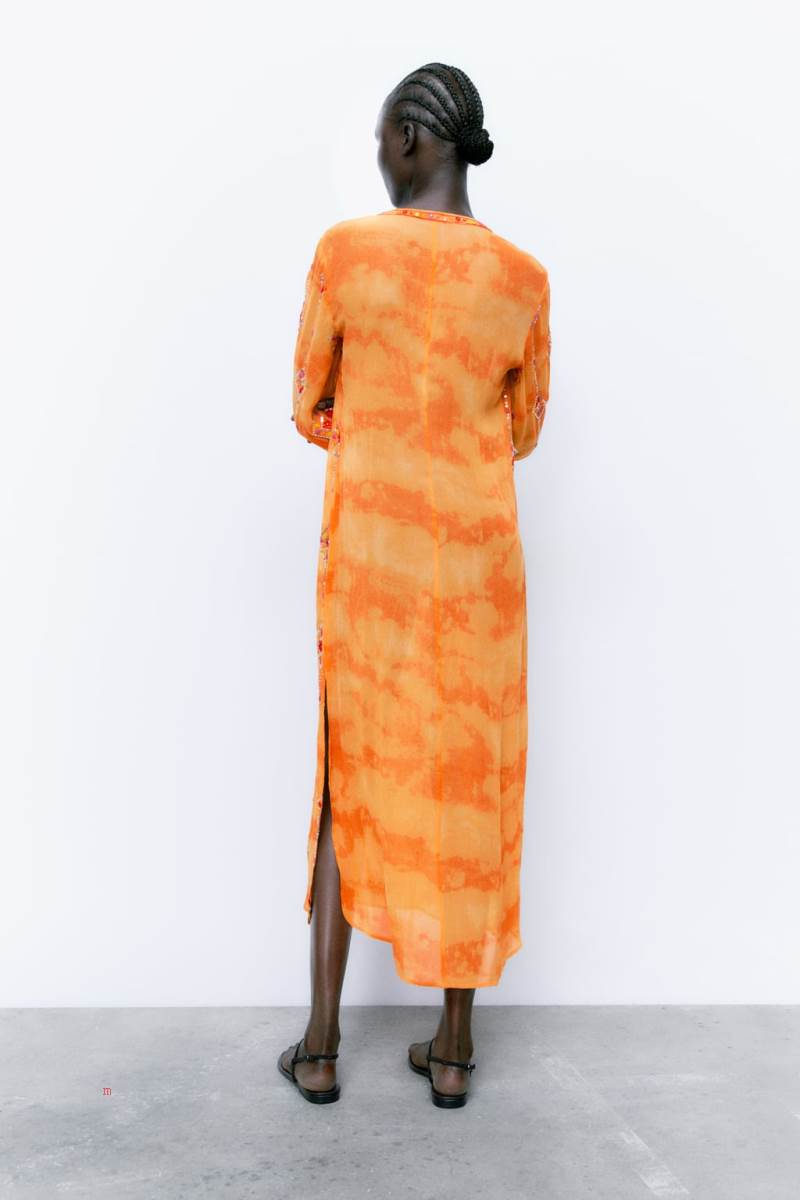 ZARA TUNIC WITH SEQUINS Klänning Dam Orange | BXLGD-1638