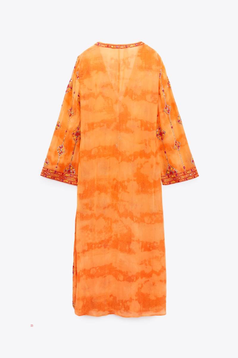 ZARA TUNIC WITH SEQUINS Klänning Dam Orange | BXLGD-1638