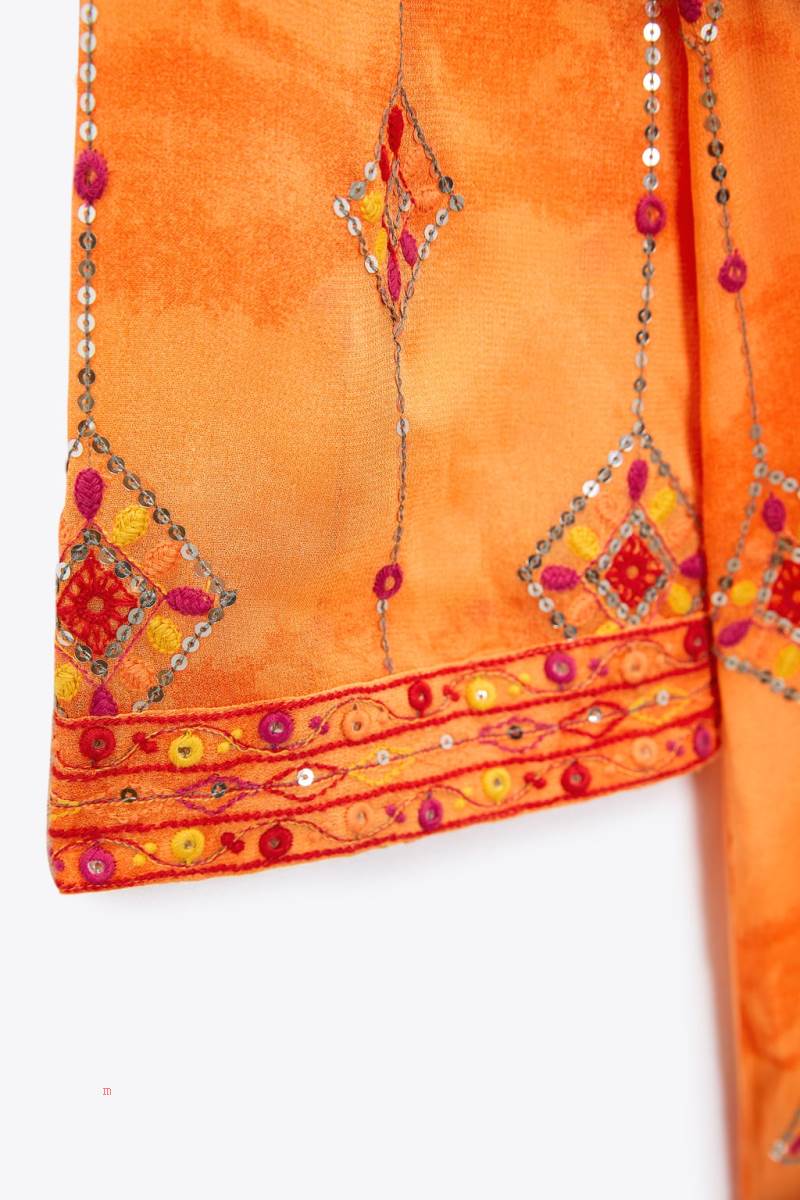 ZARA TUNIC WITH SEQUINS Klänning Dam Orange | BXLGD-1638