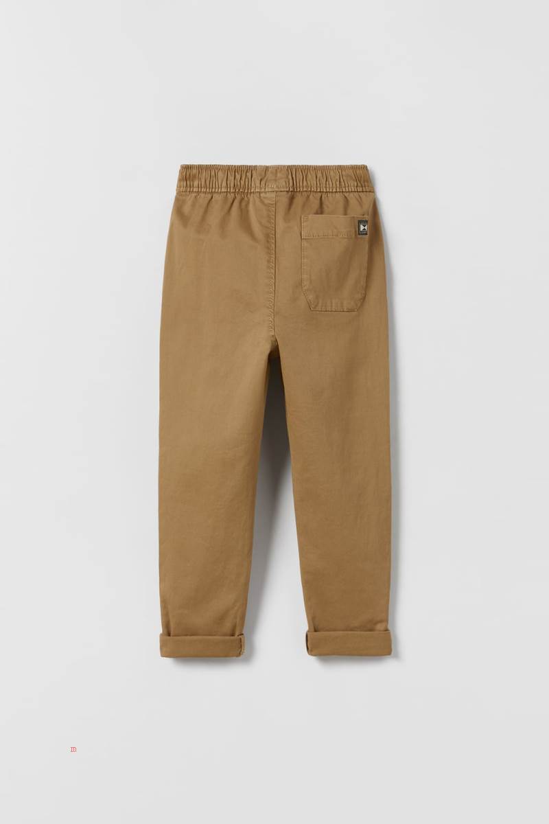 ZARA TWILL WITH ELASTIC Byxor Pojke Bruna | QZNEU-6159