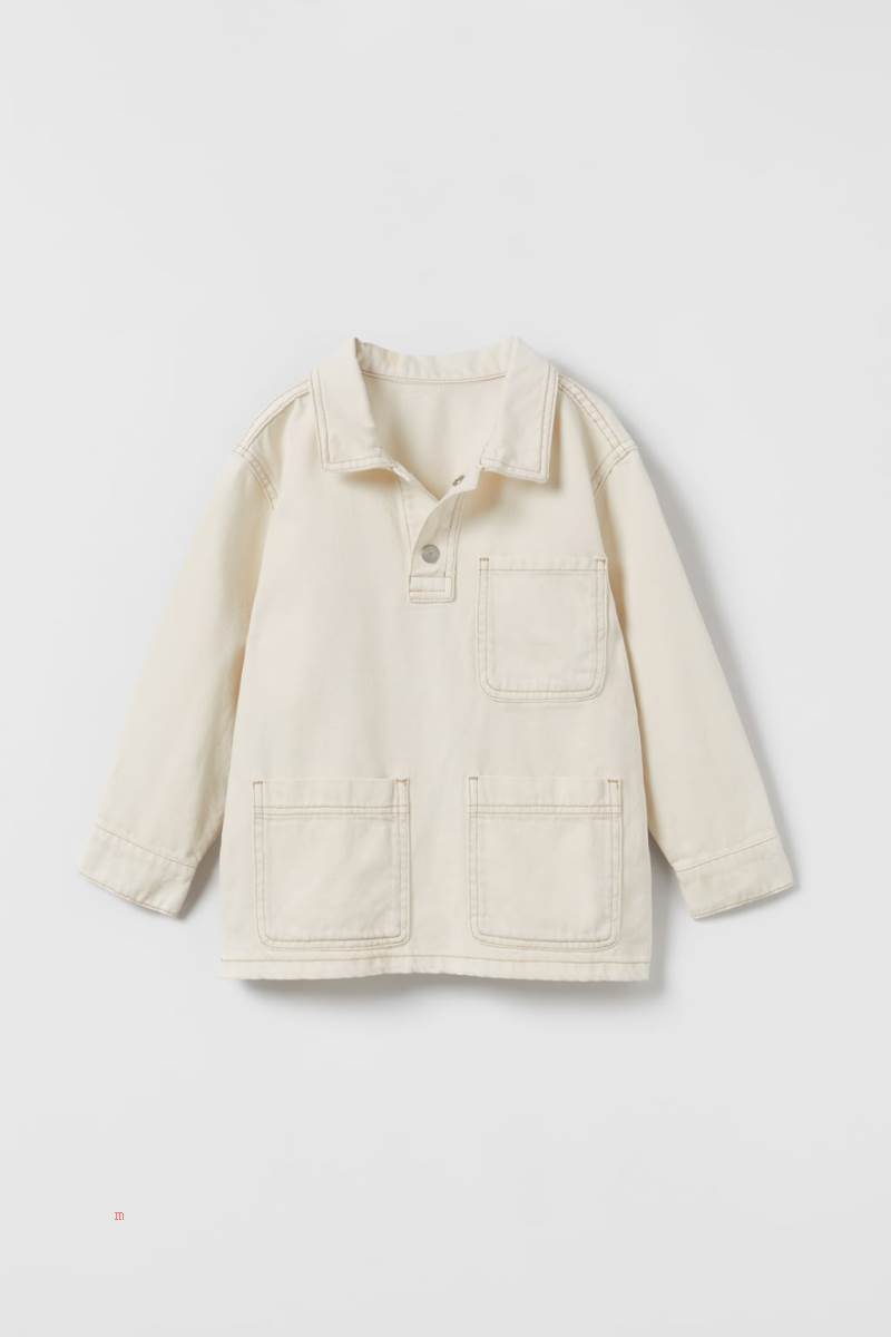 ZARA TWILL WITH TOPSTITCHING Övertröja Pojke Grå Vita | ONJPX-1829