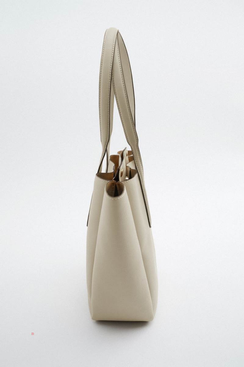 ZARA Tote Bag Toteväska Dam Vita | ADYXF-8469