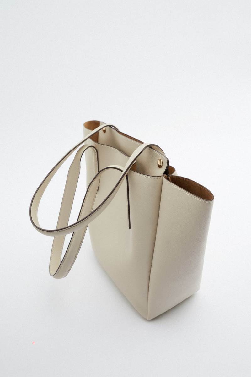 ZARA Tote Bag Toteväska Dam Vita | ADYXF-8469